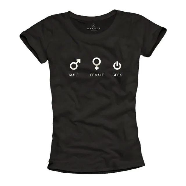 MAKAYA T-Shirt Donna Nerd Geek Gamer Maglietta L Cotone