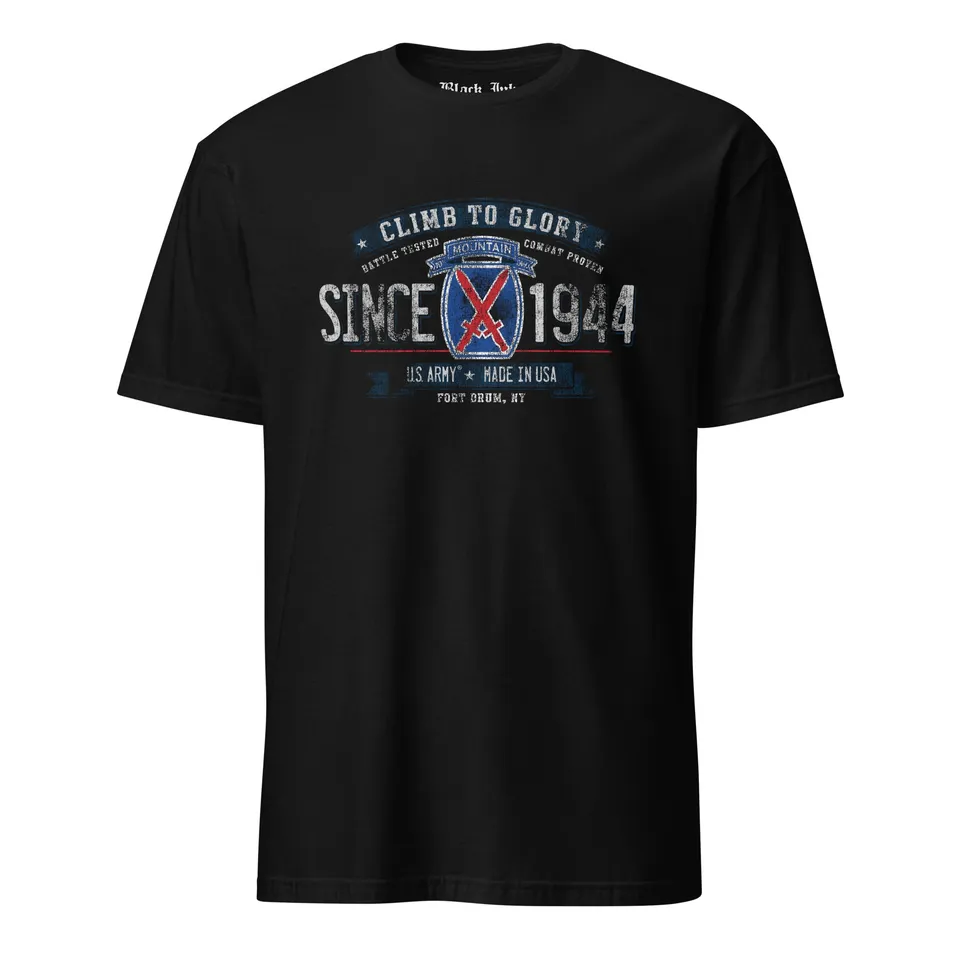 Black Ink 10th Mountain Division Maglietta Nera Cotone XL