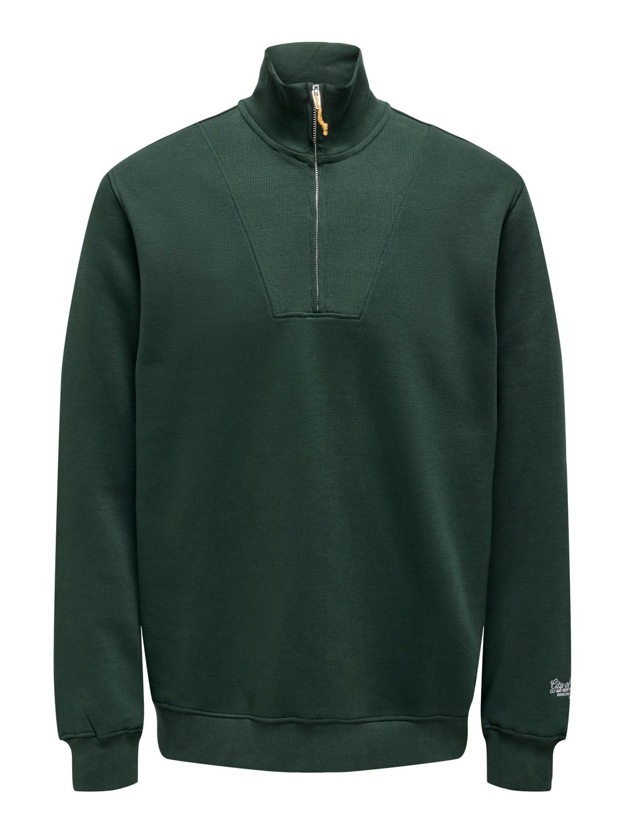 Only & Sons Pullover Uomo Zip Collo Alto Verde-4 Basic