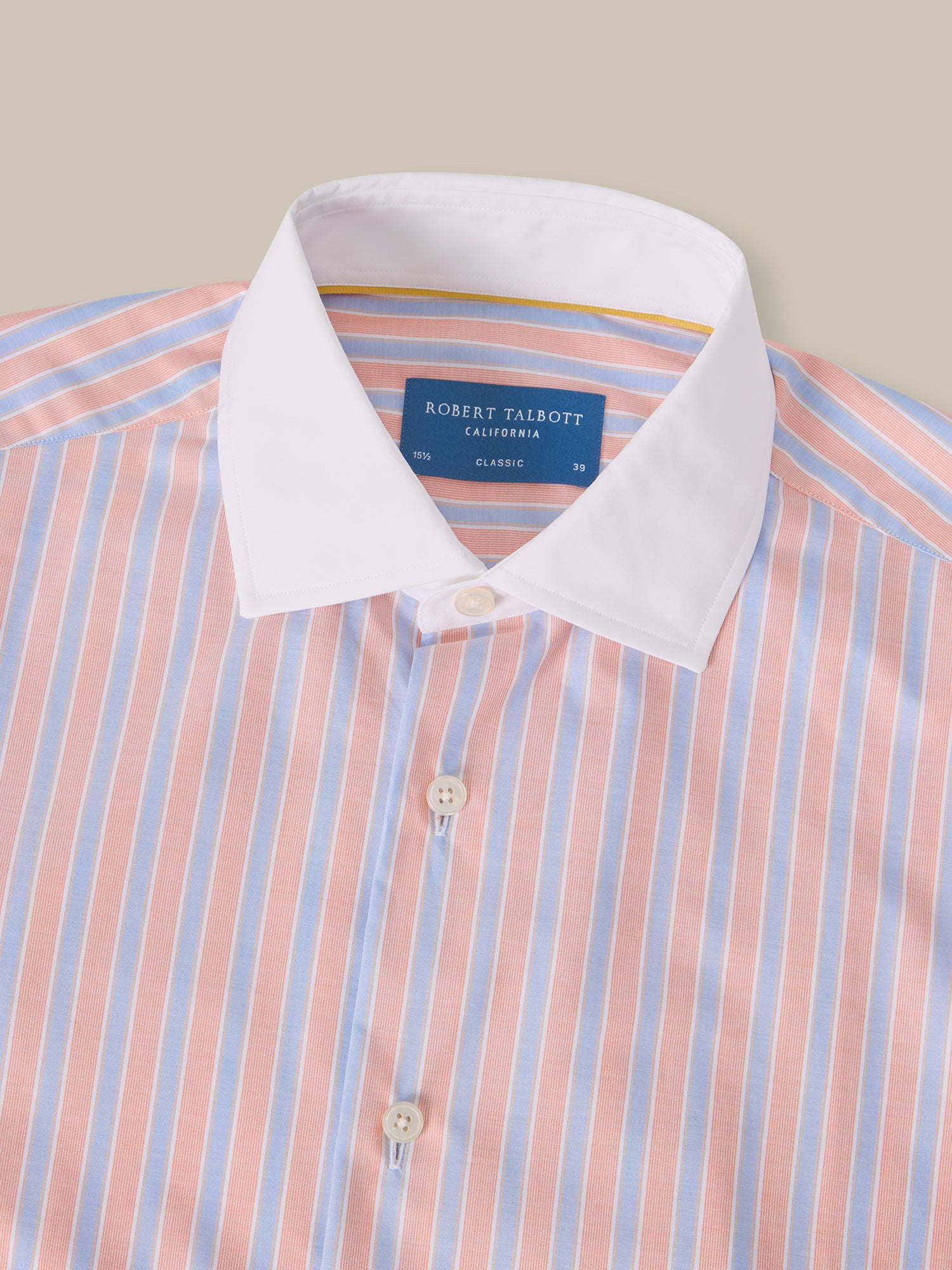 Robert Talbott Reynolds Camicia Righe Arancione Poplin