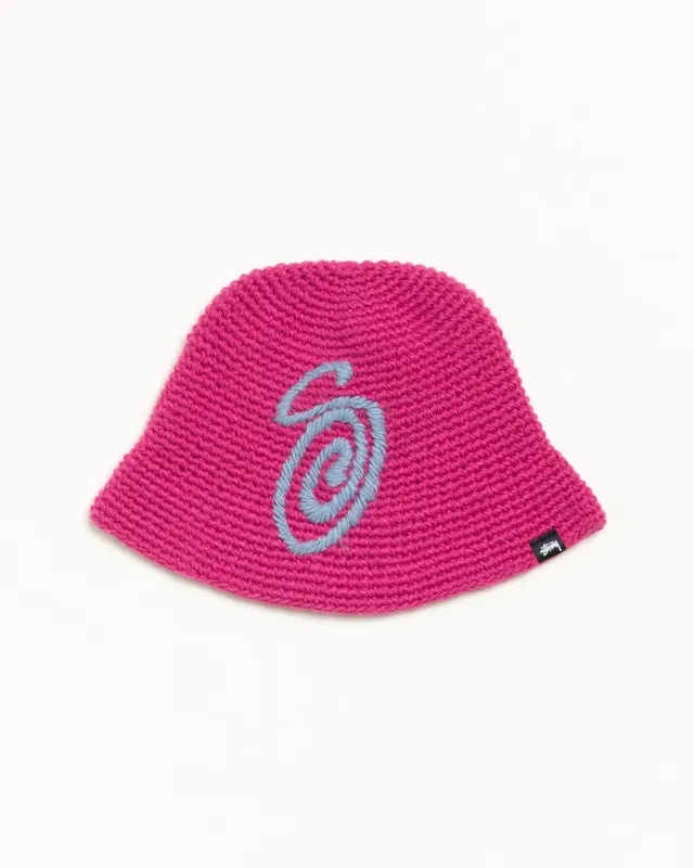 Stussy Headwear Swirly S Knit Bucket Hat cappello Berry acrilico