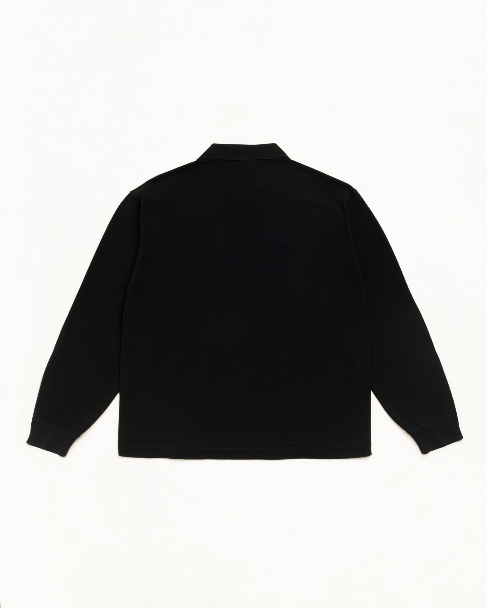 Stussy Classic Pique LS Polo Nera Maniche Lunghe Cotone