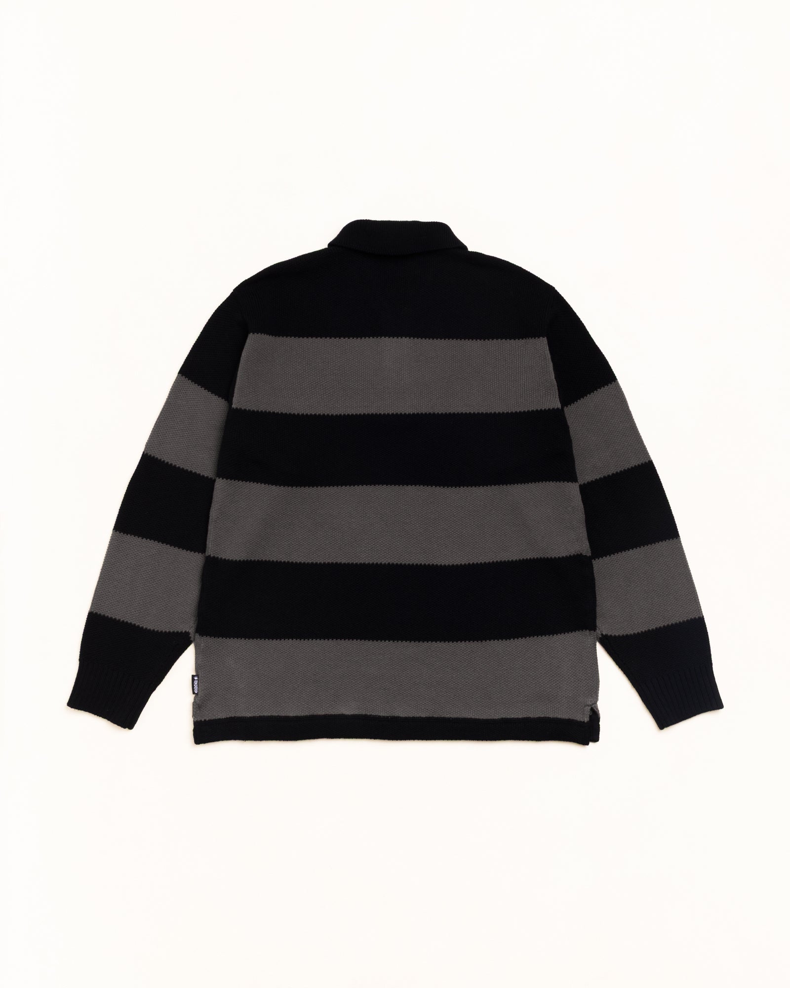 Stussy Pique Knit Stripe Rugby maglione Black cotone