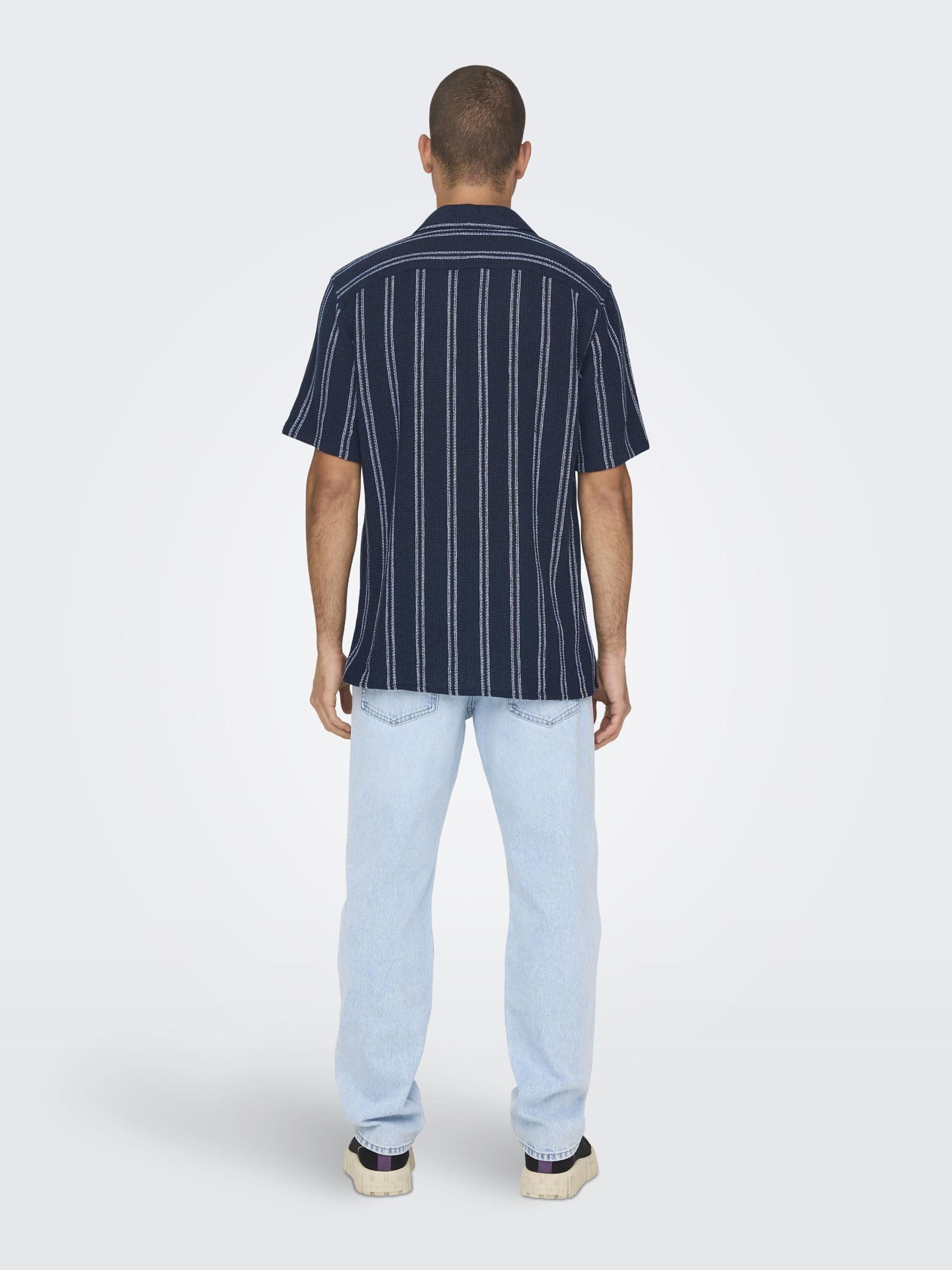 Only & Sons Onstrev Life Reg Struc Stripe SS Shirt camicia L