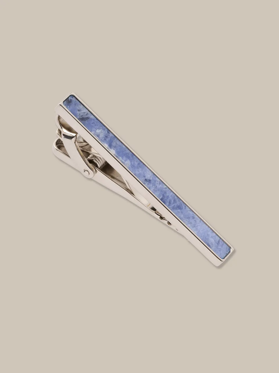 Robert Talbott Bronson fermacravatta palladio sodalite blu