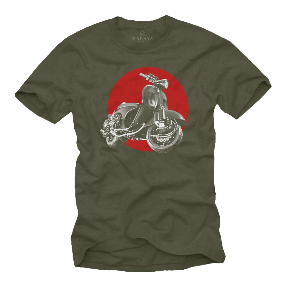 Makaya Vintage Tuning Scooter T-Shirt Uomo Cotone