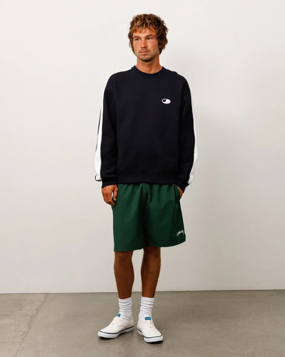 Stussy Paneled Stripe Crew felpa nero cotone