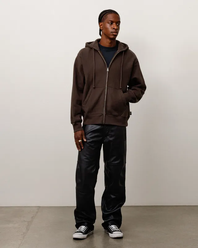Stussy Fleece Zip Hoodie felpa marrone cotone