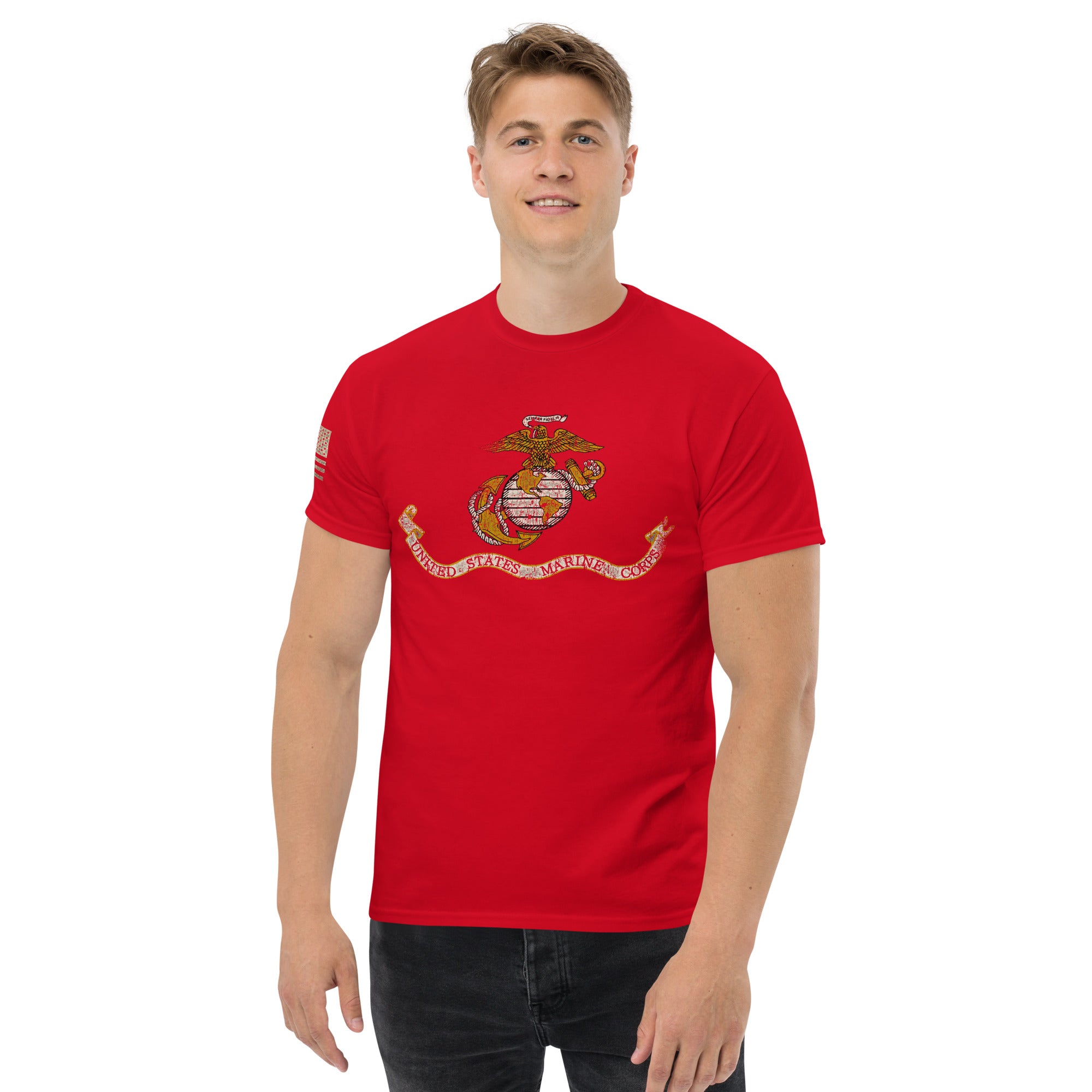 7.62 Design USMC Flag Maglietta Uomo Rossa Cotone Taglia L
