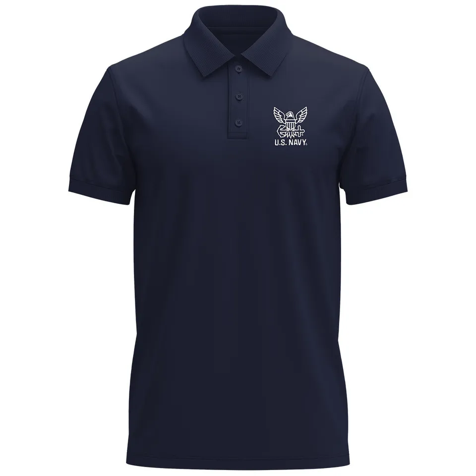 7.62 Design US Navy Logo Polo Uomo Blu Navy Cotone Taglia L