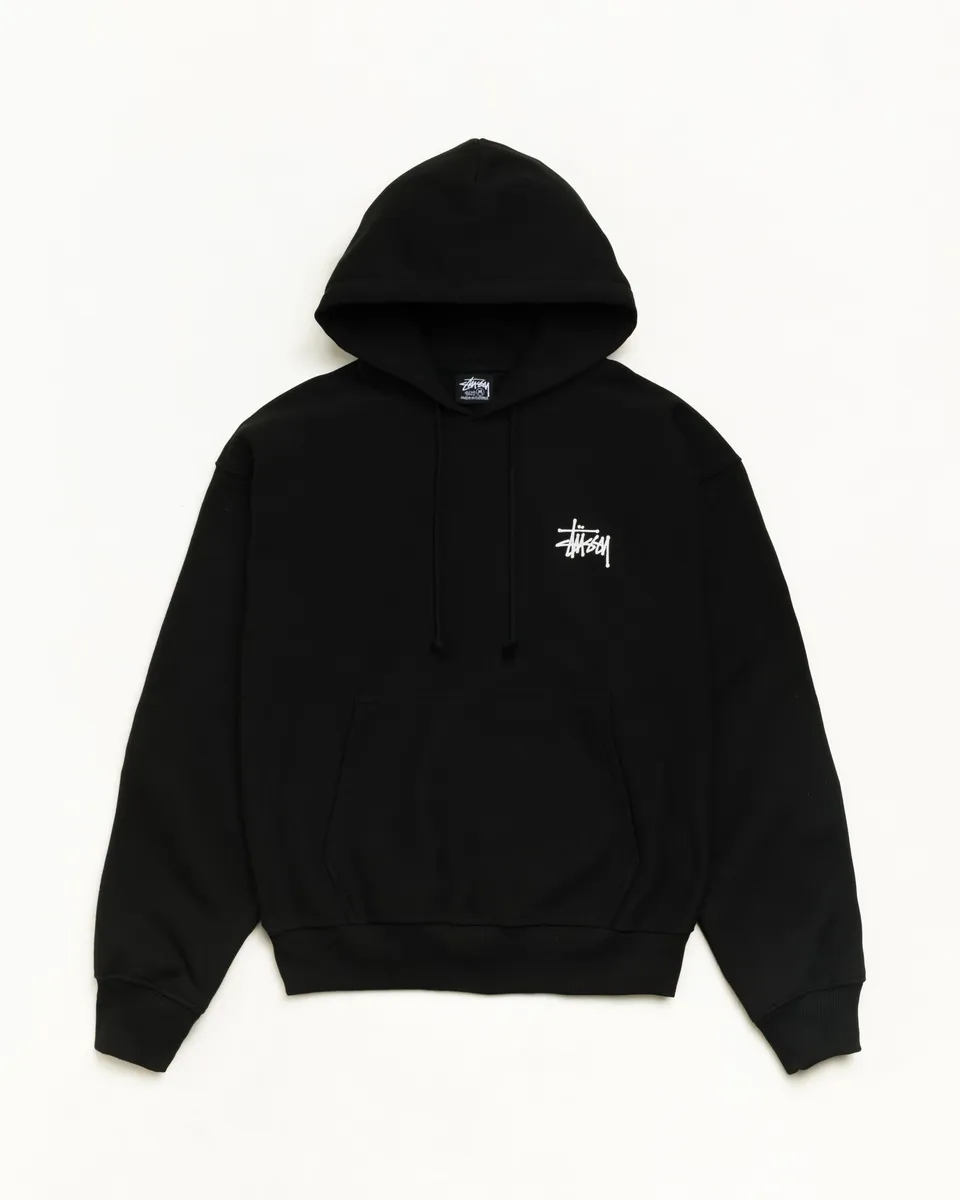 Stussy Basic Hoodie felpa cappuccio Black