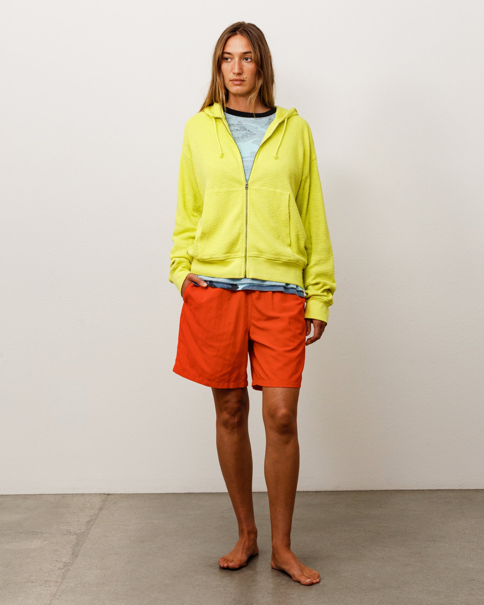 Stussy Lightweight Thermal Hoodie felpa lime cotone
