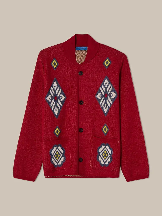 Robert Talbott Devon Cardigan Baby Alpaca Rosso Multi