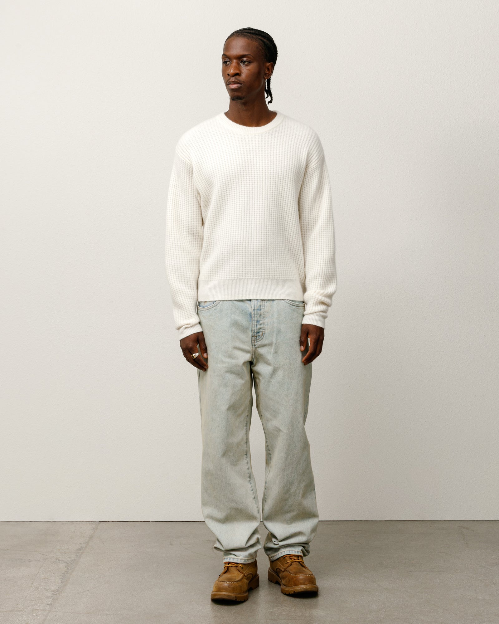 Stussy Waffle Cashmere Sweater Maglione Avorio