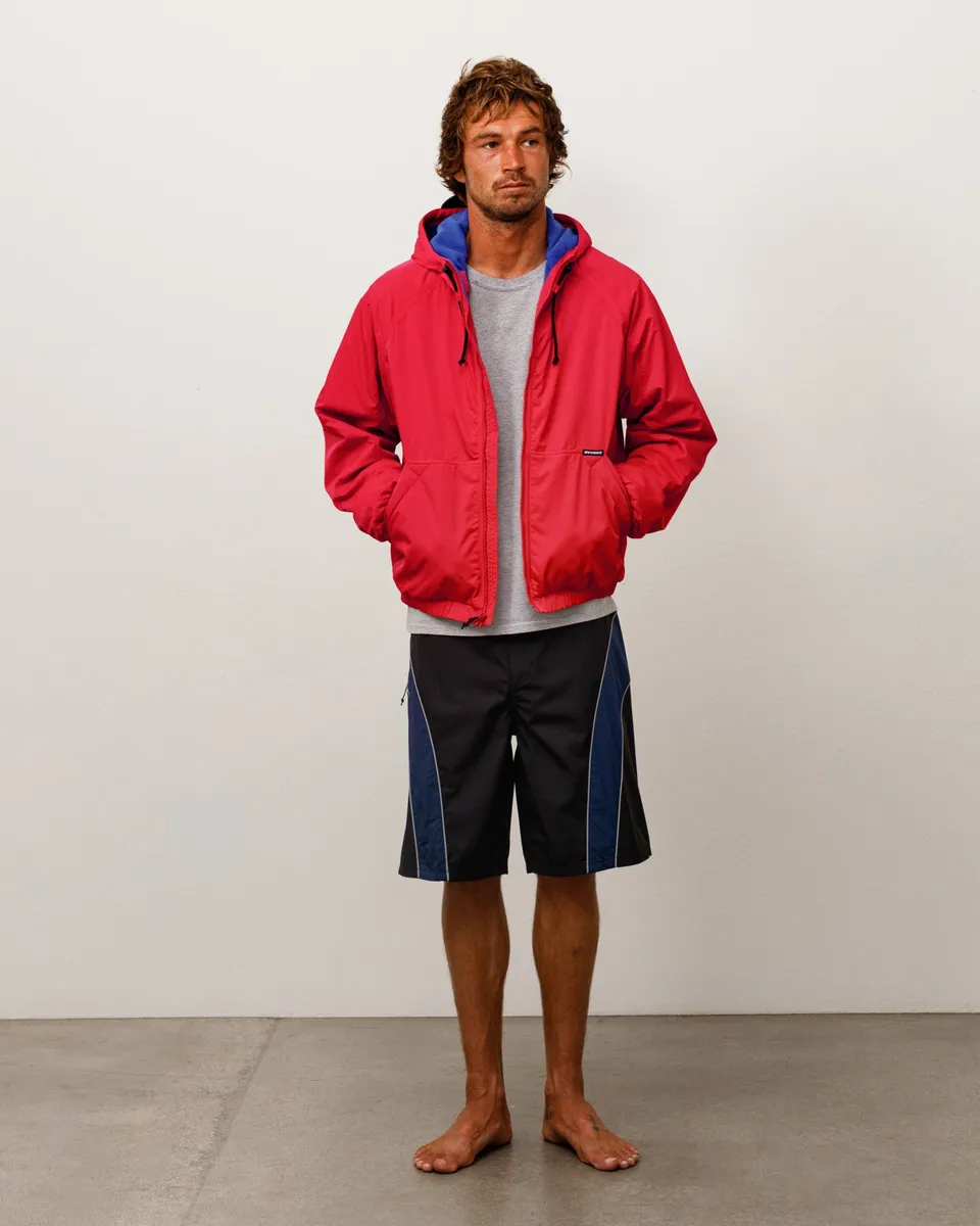 Stussy Outerwear Coastline giacca rossa cappuccio nylon pile