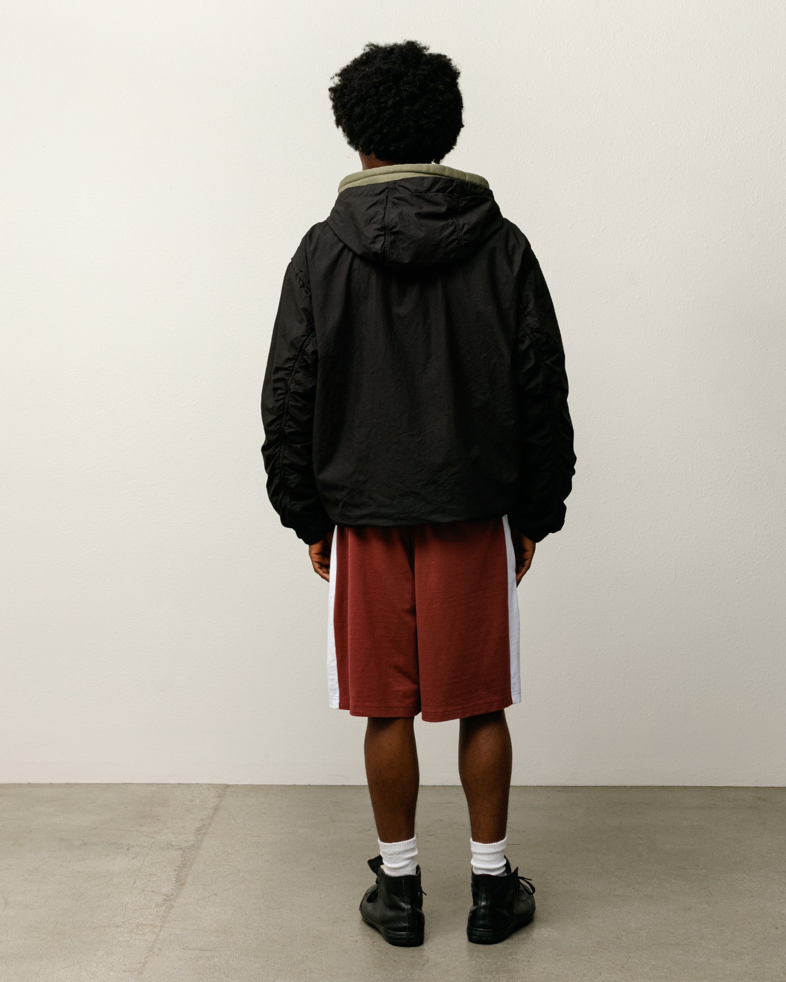 Stussy Double Cotton Hooded giacca nera cotone