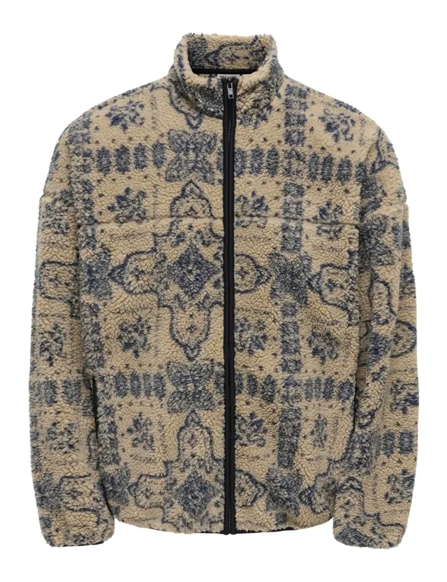 Only & Sons Onsadam Felpa Sherpa Stampa M Cincillà Uomo