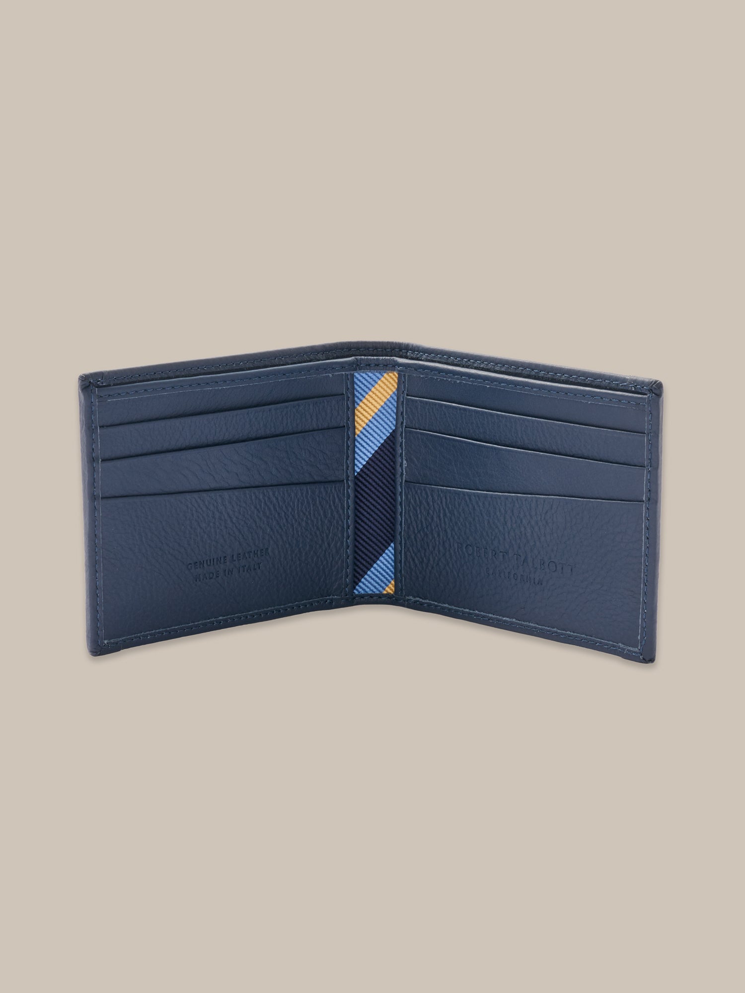Robert Talbott Barry portafoglio seta pelle navy multi