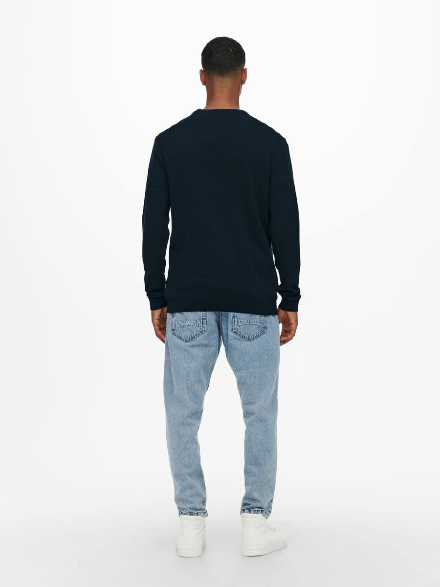 Only & Sons Maglieria Maglione Uomo Navy Scuro Lavorato a Maglia