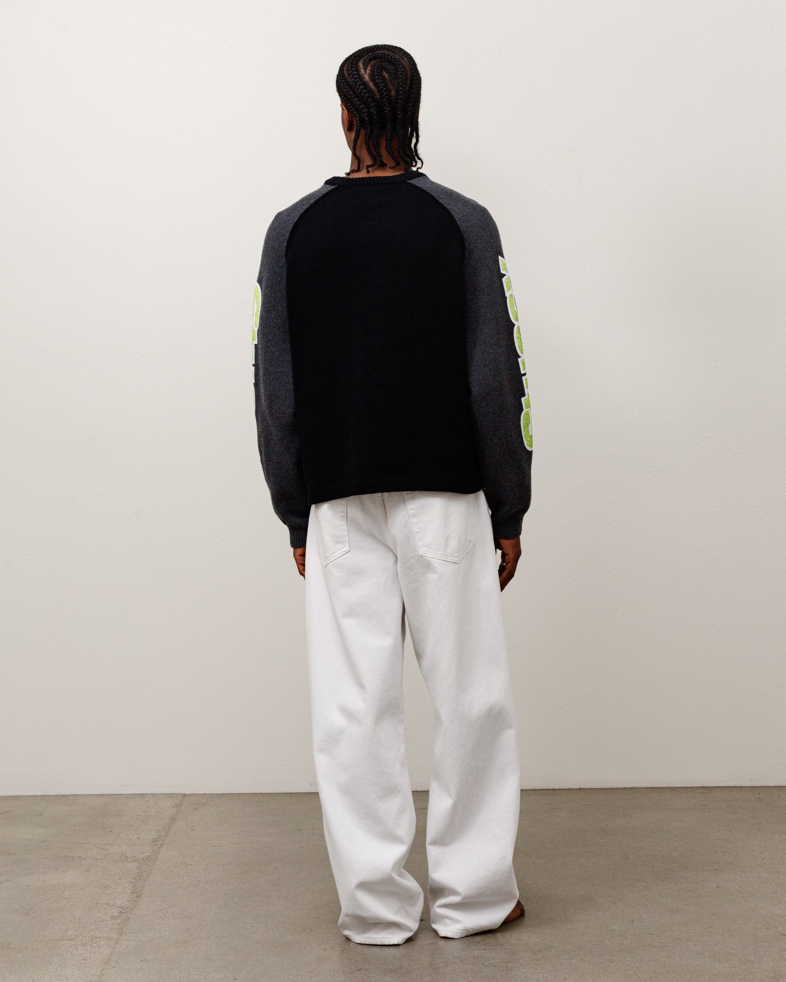 Stussy Two Tone Raglan Sweater maglione nero lana merino