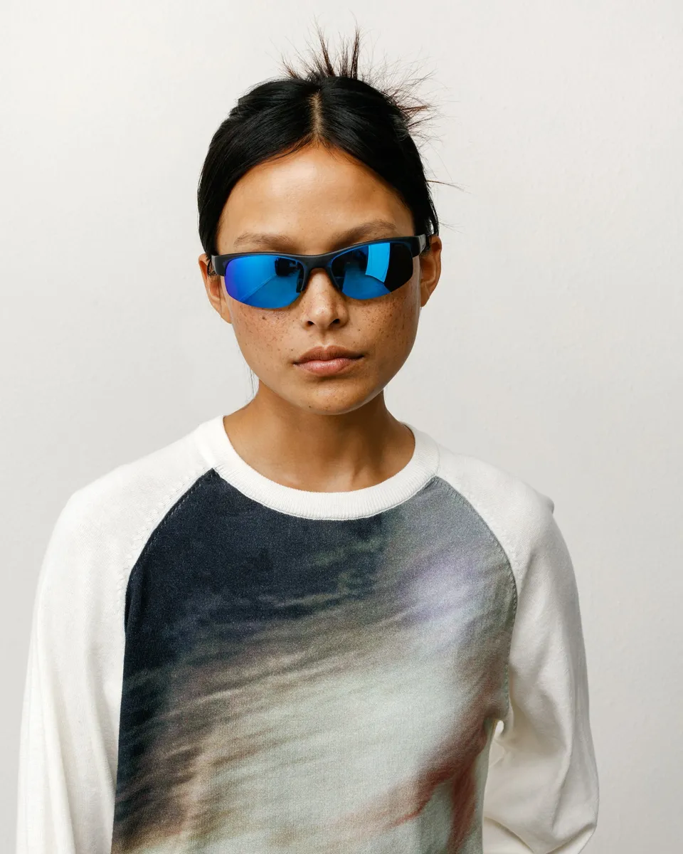 Stussy Hiro Sunglasses occhiali da sole frost black/lente blu polarizzati