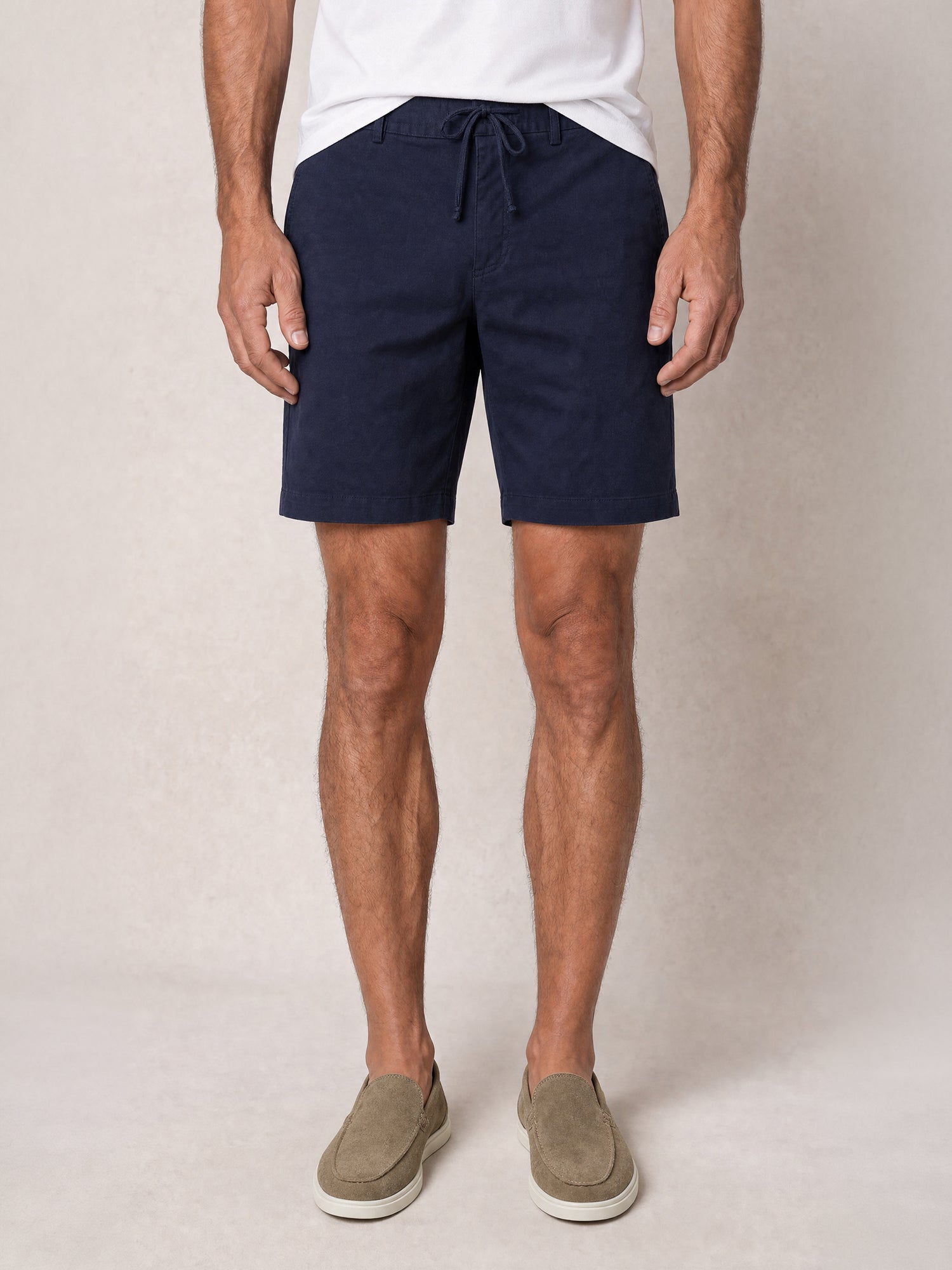 Robert Talbott Stewart shorts lino blu navy con coulisse