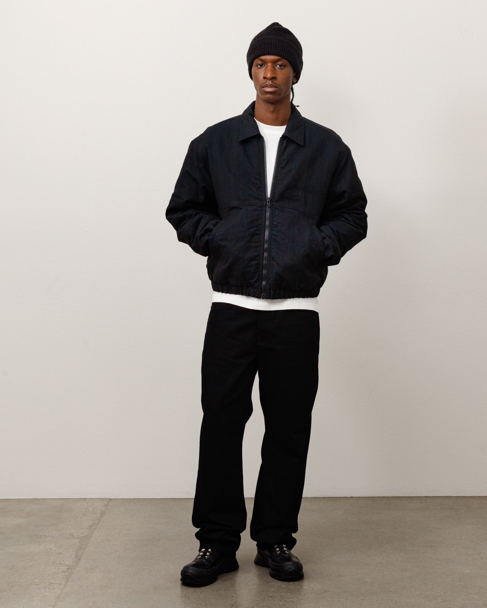 Stussy Nyco Collared Work Jacket giacca nera nylon