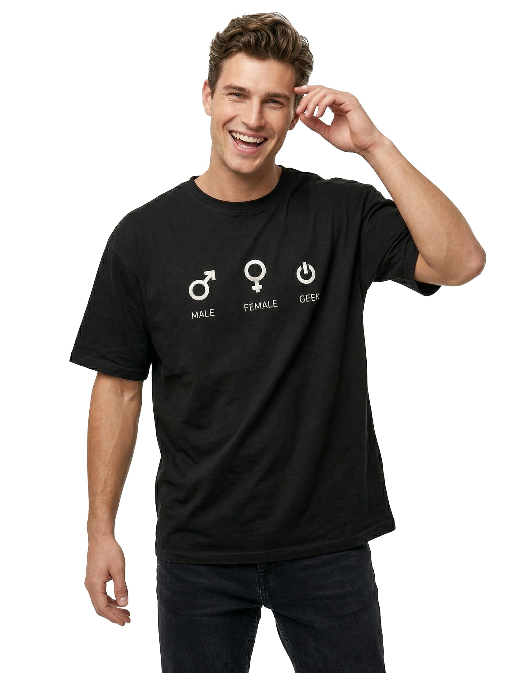 MAKAYA Male Female T-Shirt Uomo Cotone Nerd Taglia S