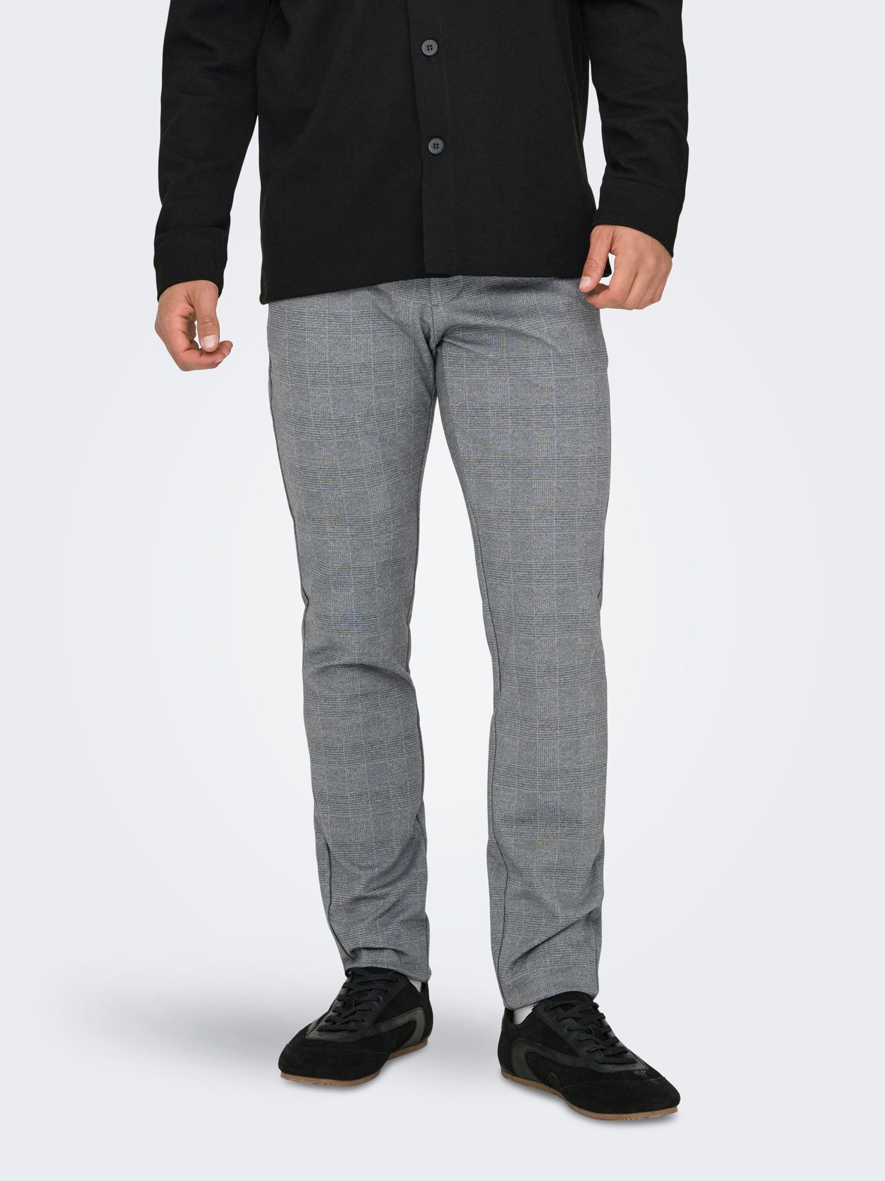 Only & Sons Onsmark Check Pants chino uomo 33W/34L nero