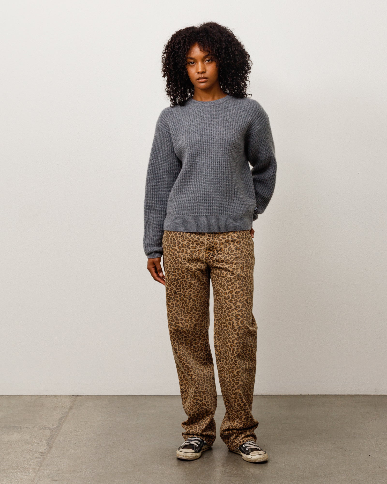Stussy Knits Waffle Cashmere Sweater maglione charcoal cachemire
