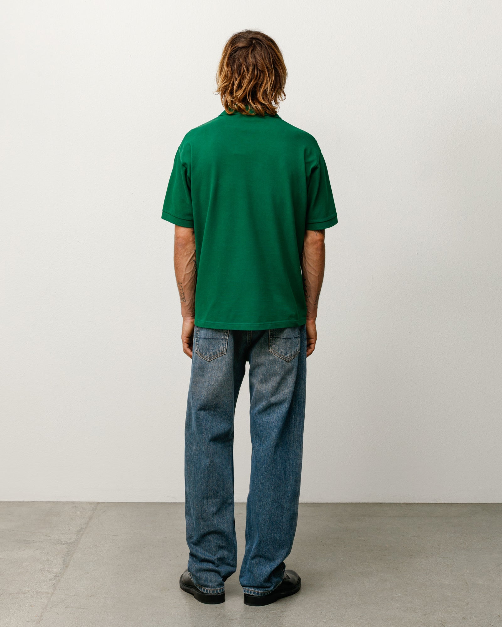Stussy Classic Pique Polo pine in cotone 100%