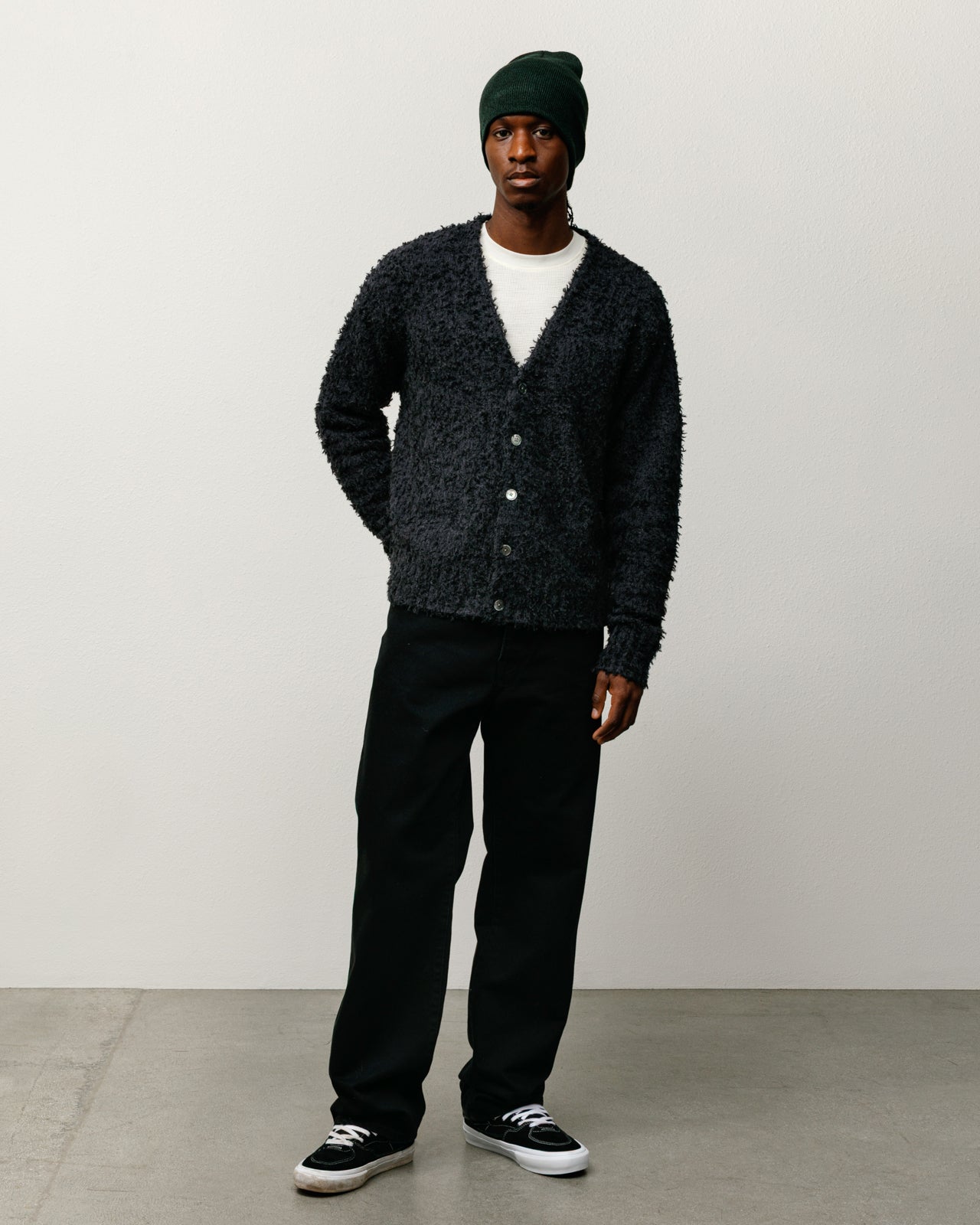 Stussy Textured Cardigan cardigan lana nero