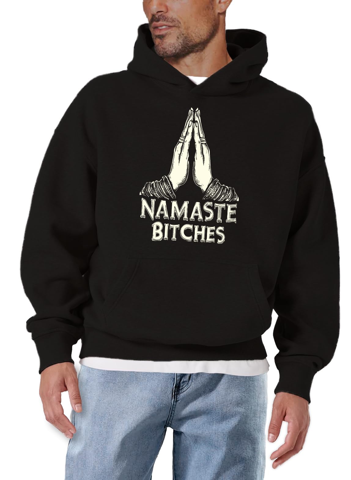 MAKAYA Buddha Namaste Felpa Uomo Cotone Taglia XL