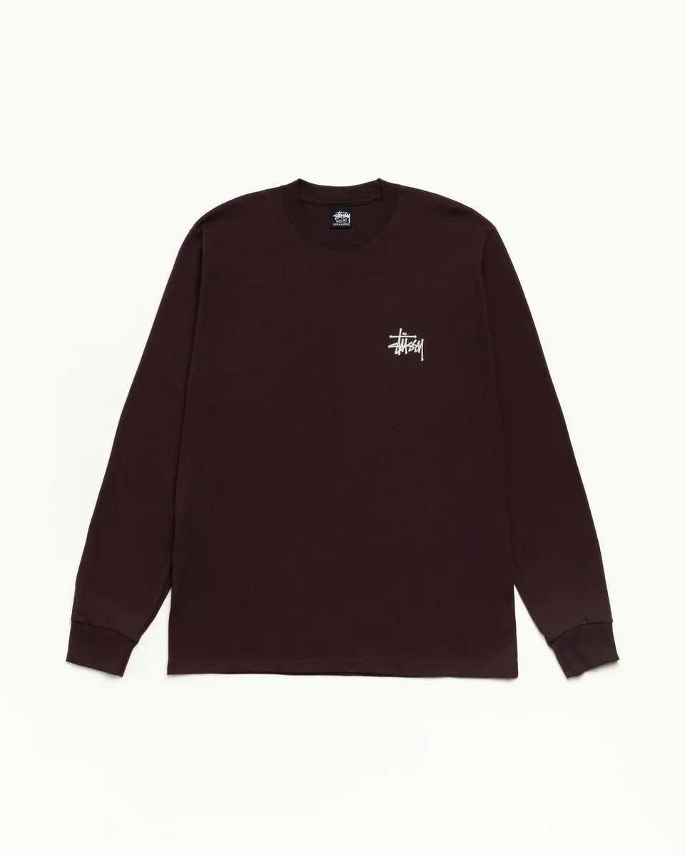 Stussy Basic LS Tee t-shirt Chocolate manica lunga