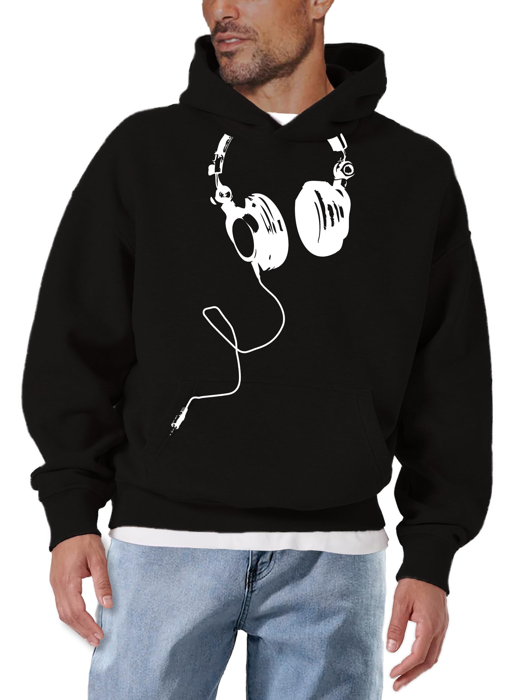 Makaya Cuffie DJ Felpa con Cappuccio Uomo Nero taglia M