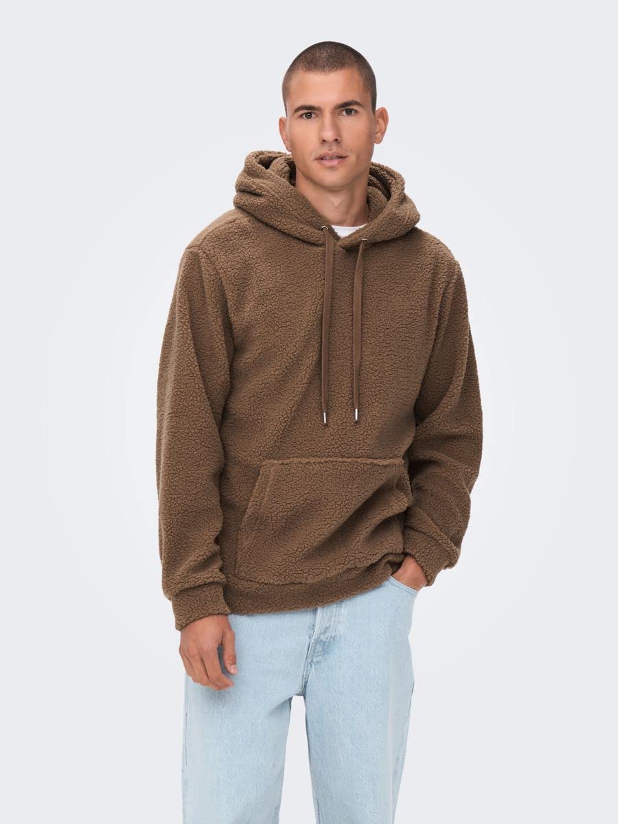 Only & Sons Onsremy Felpa Cappuccio Teddy Uomo Pernice