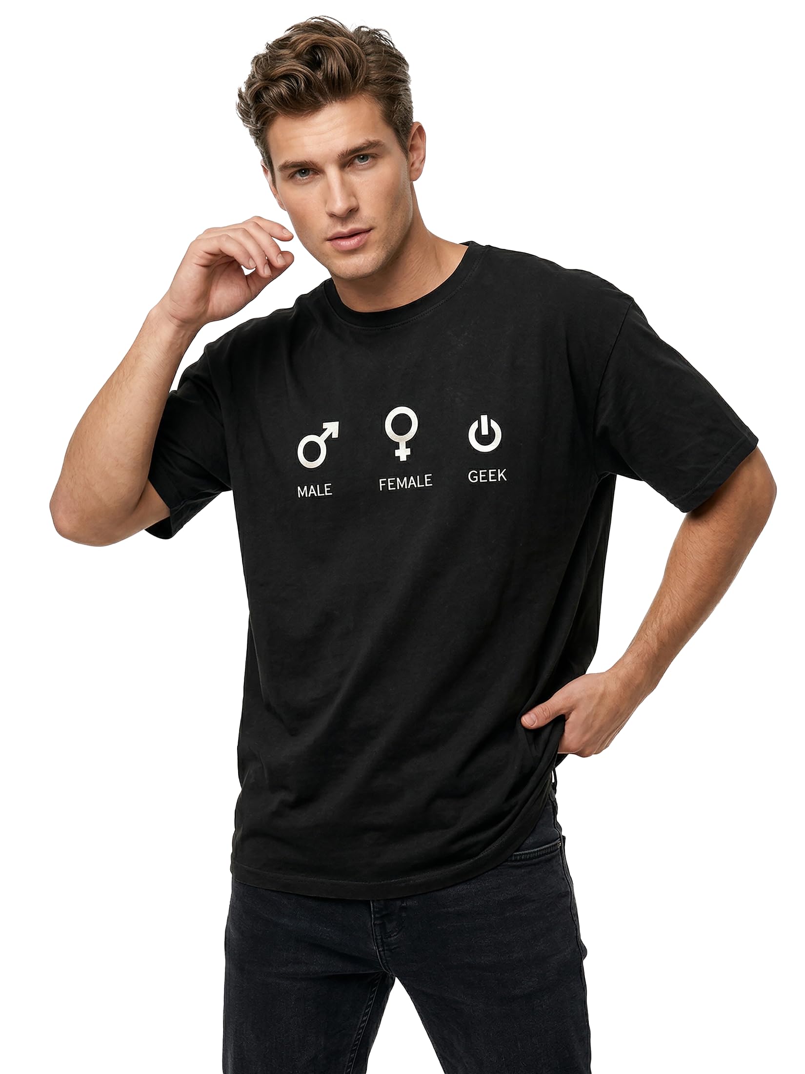 MAKAYA Male Female T-Shirt Uomo Cotone Nerd Taglia S