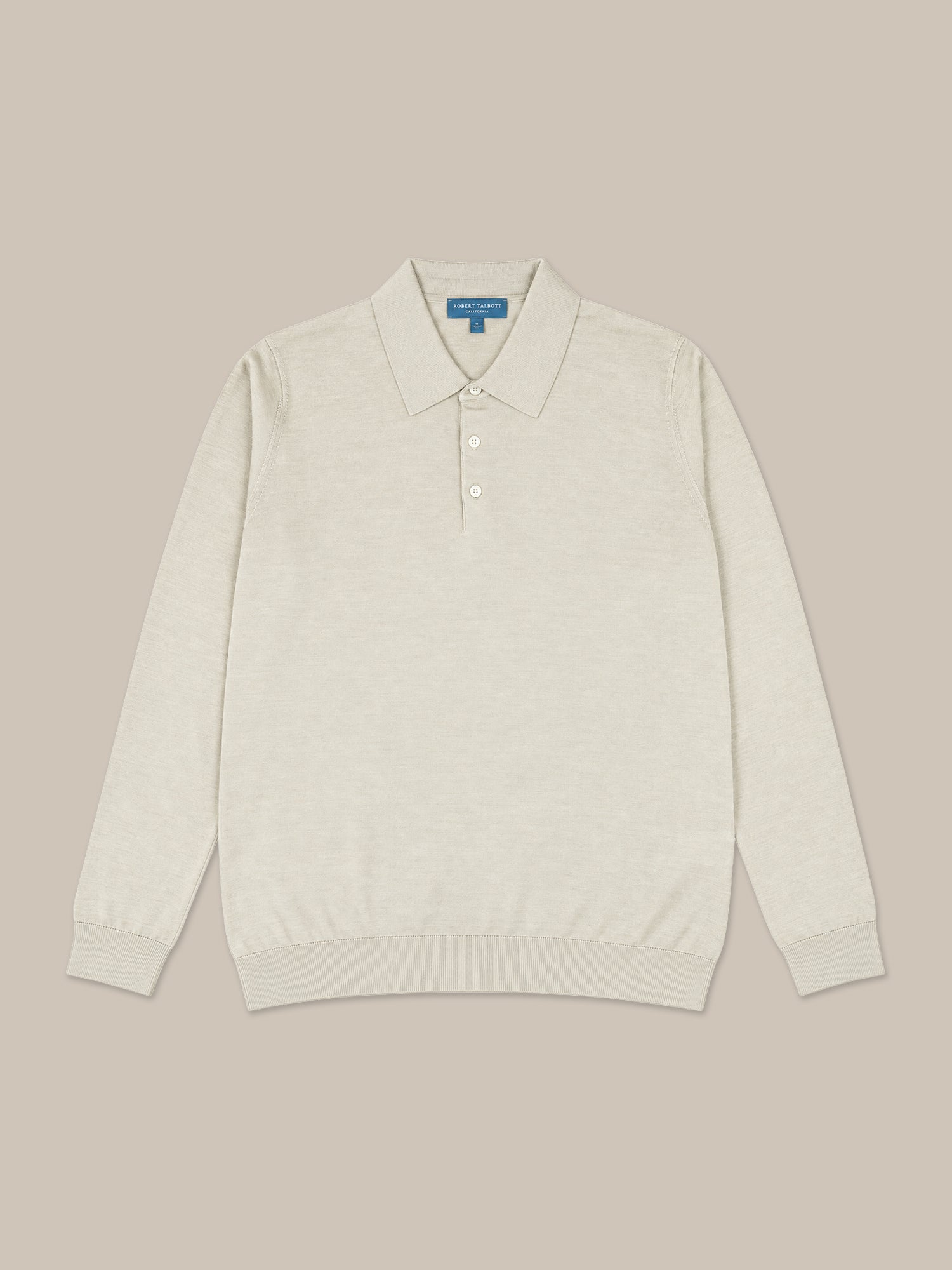 Robert Talbott Henson Polo Maglione Flax Lana Seta Gauge 18