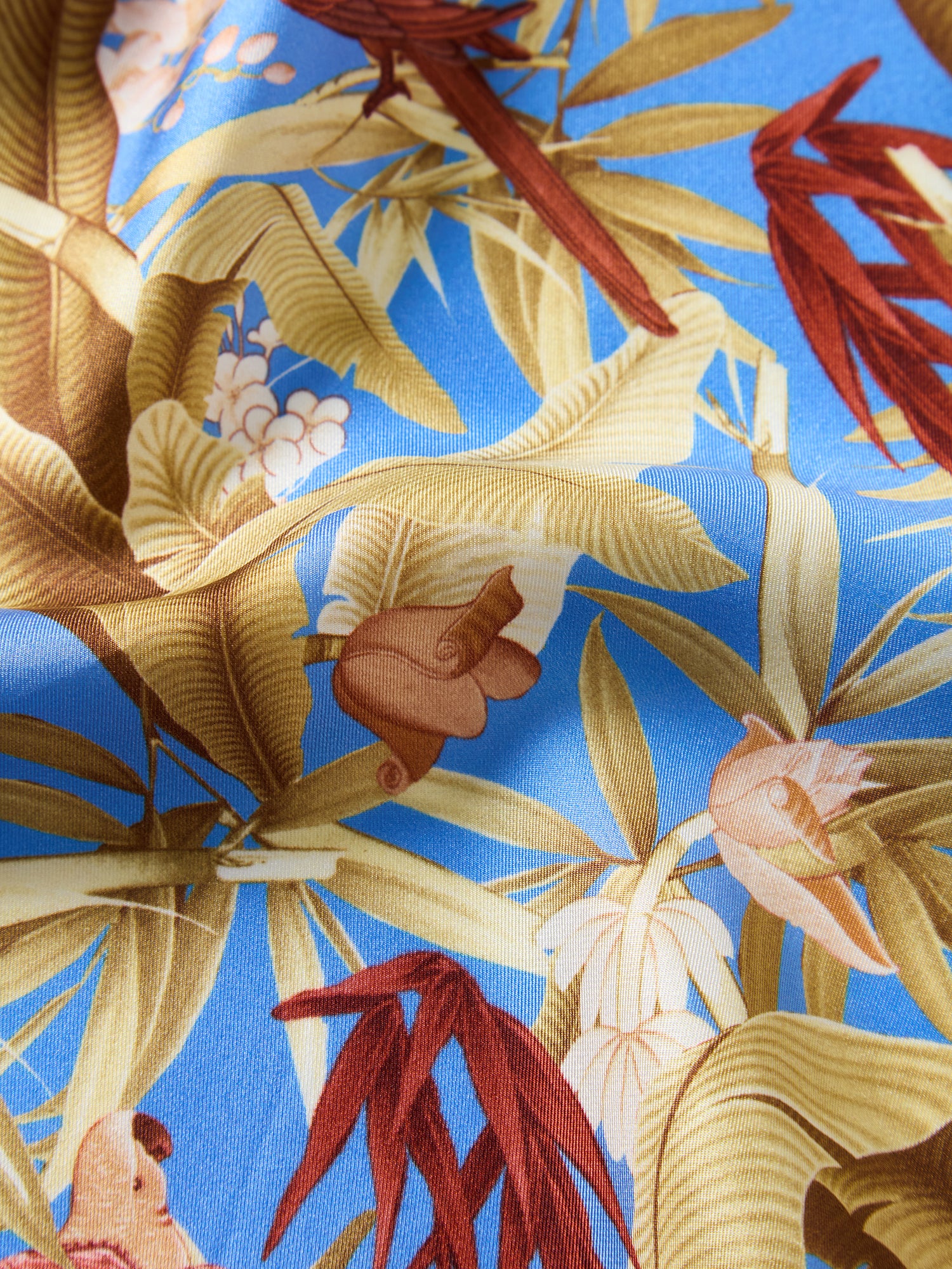Robert Talbott York Tropical Floral pochette seta marrone blu OS