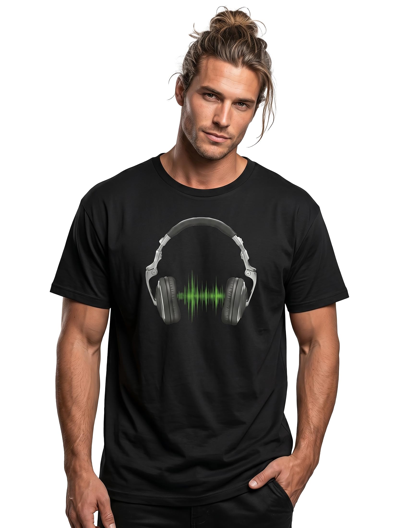 MAKAYA Cuffie T-Shirt Uomo Cotone Musica Elettronica L