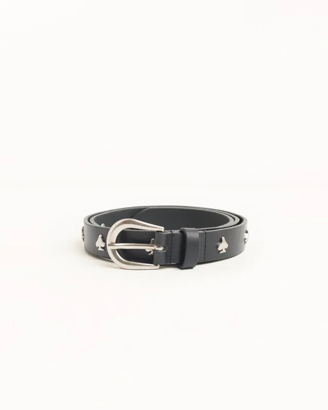 Stussy Spade Emblem Belt cintura nera pelle