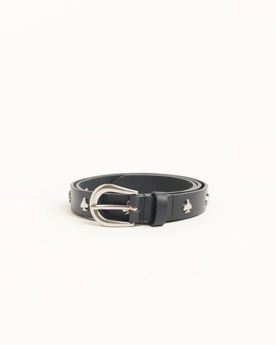 Stussy Spade Emblem Belt cintura nera pelle
