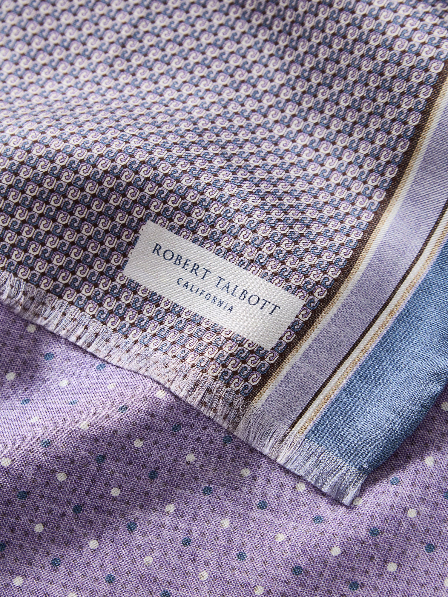 Robert Talbott Niven sciarpa seta lilla houndstooth OS
