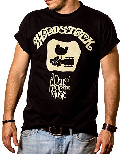 MAKAYA Woodstock T-Shirt Uomo Hippie Rock L 100% Cotone