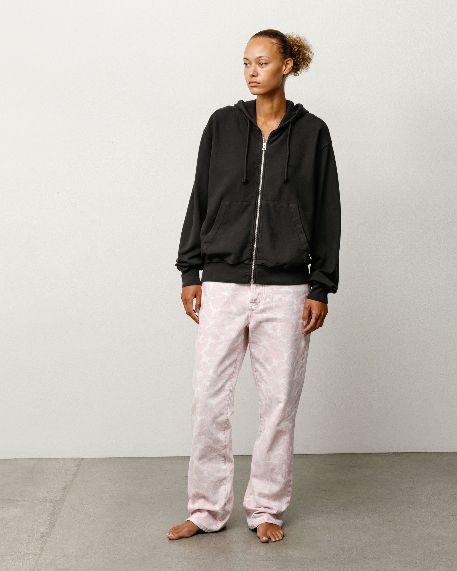 Stussy Lightweight Terry Zip Hoodie felpa black cotone