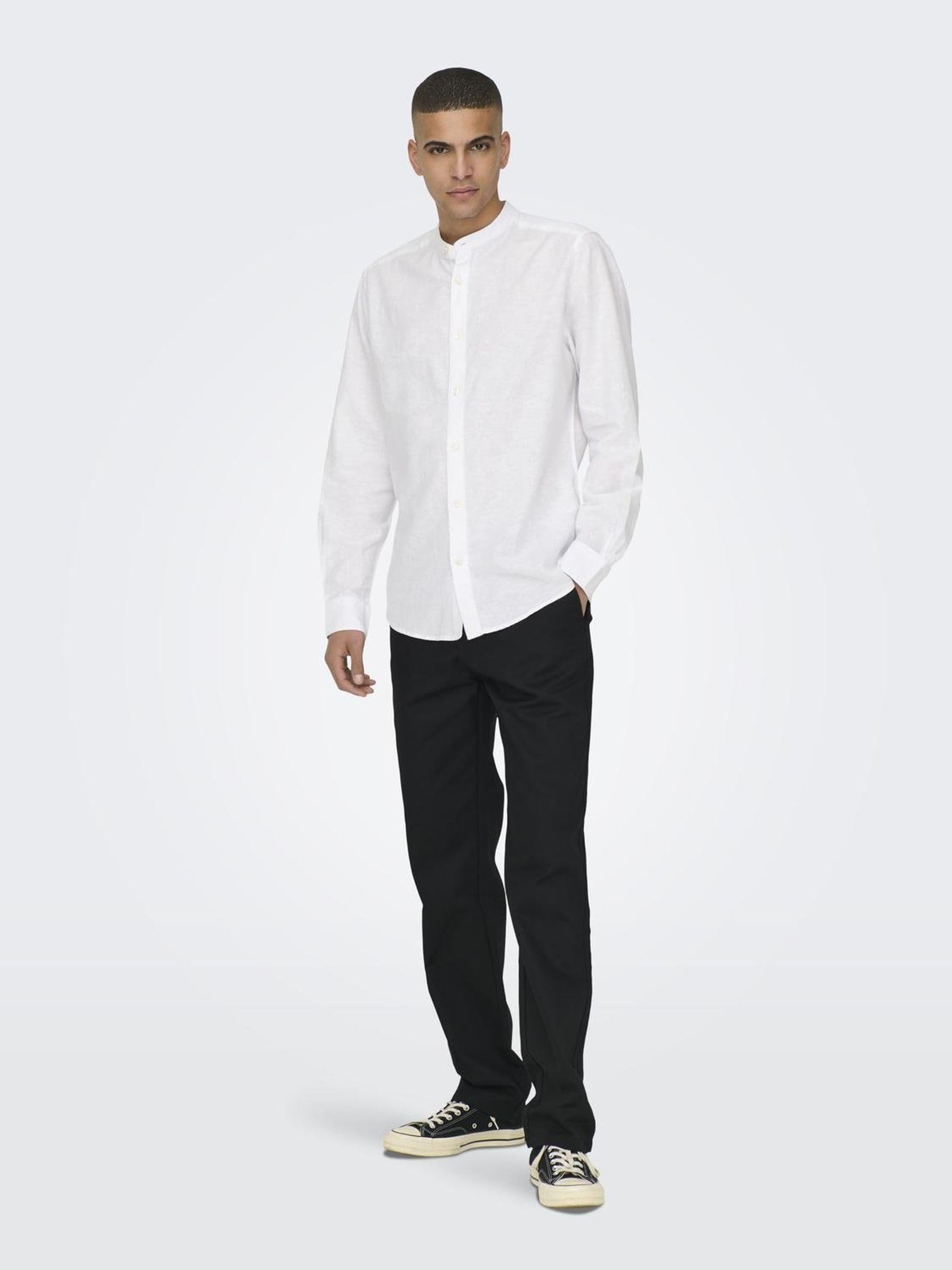 ONLY & SONS Onscaiden Camicia Uomo Lino Slim Fit