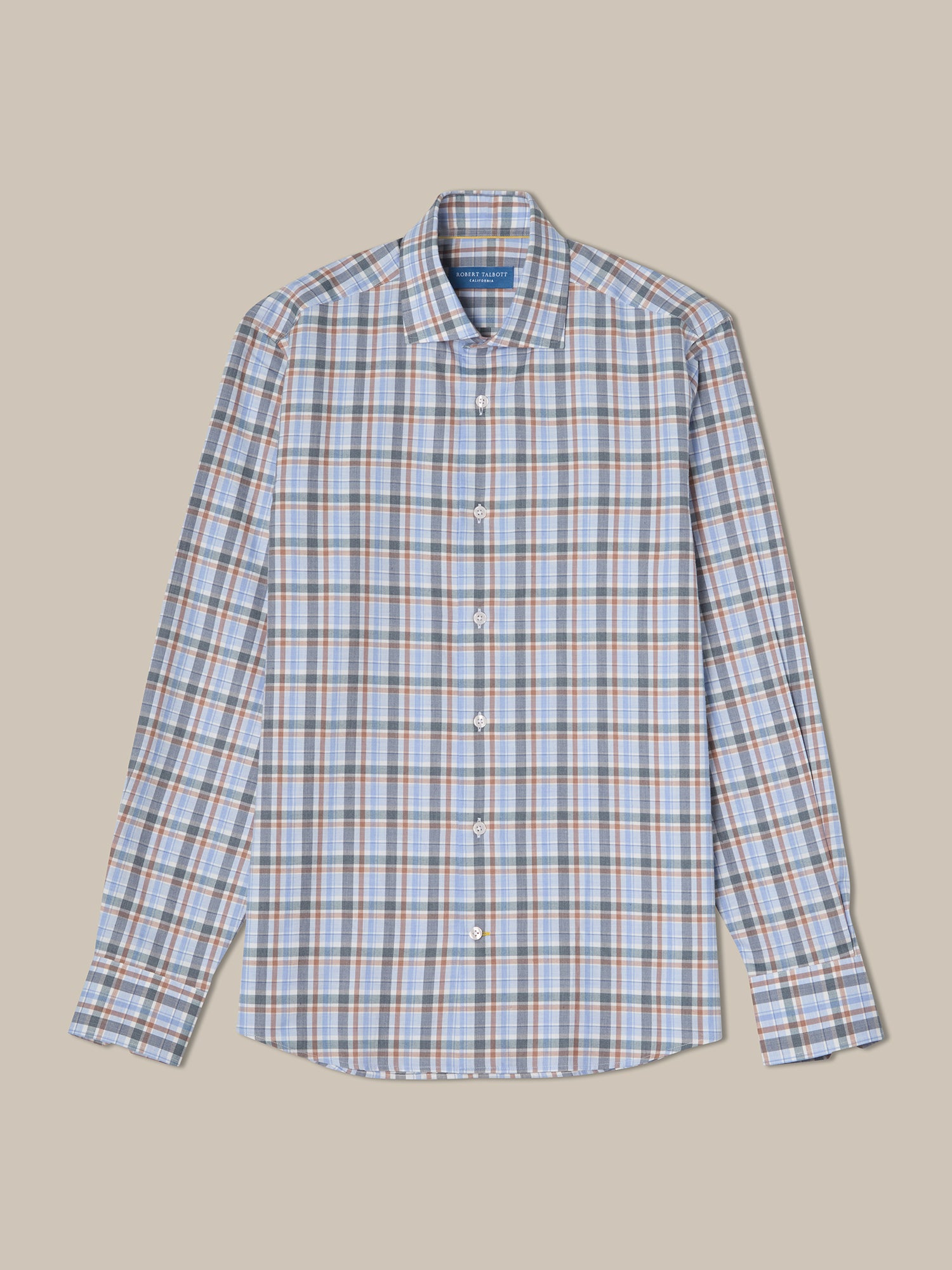 Robert Talbott Reynolds Camicia Quadri Azzurra Cotone Leggero