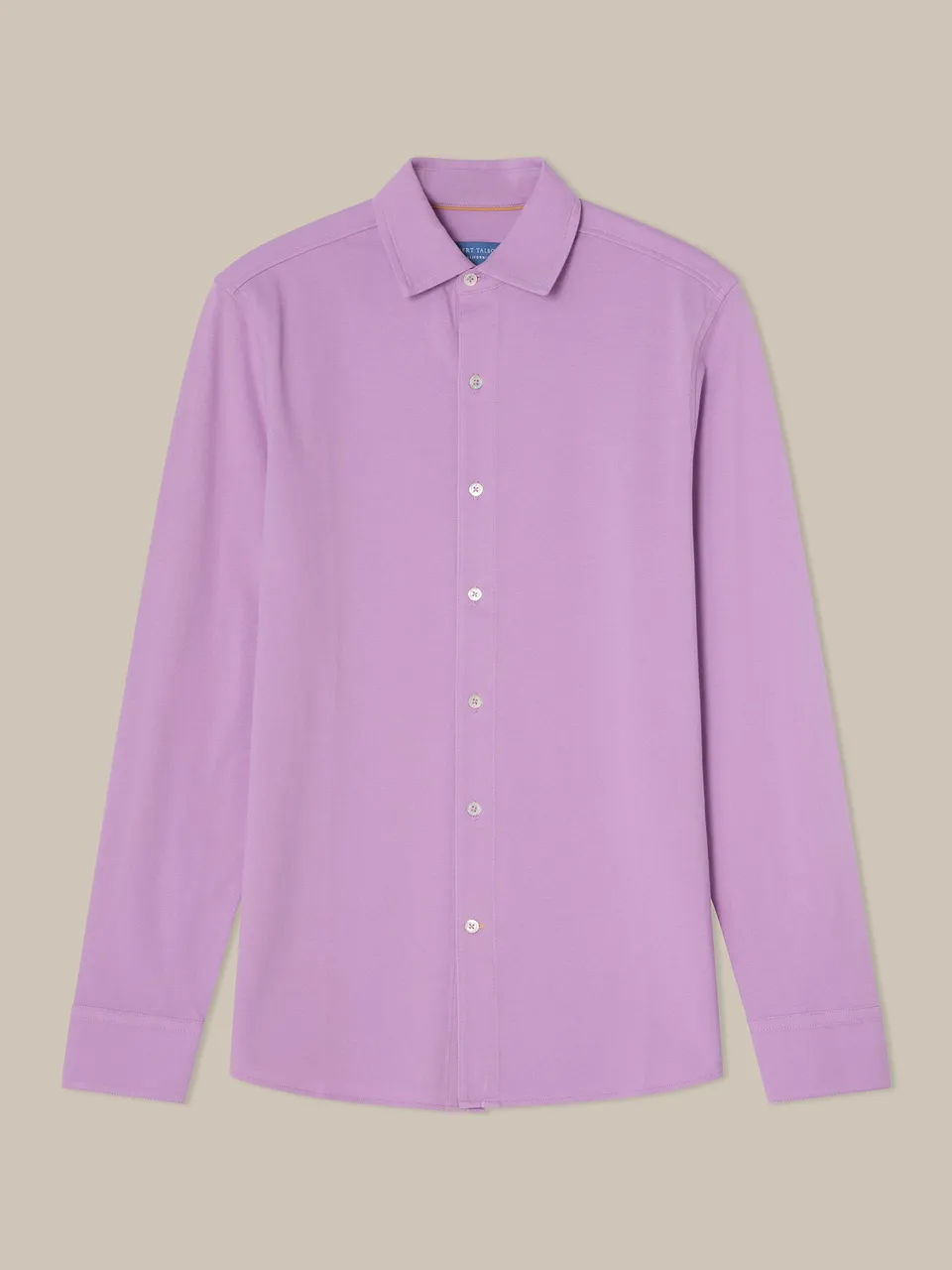 Robert Talbott Foster Polo Manica Lunga Lilla Cotone Piqué