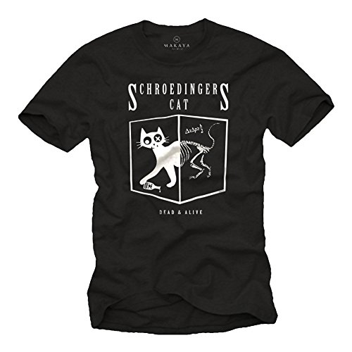 MAKAYA Gatto di Schrodinger T-Shirt Uomo XL 100% Cotone