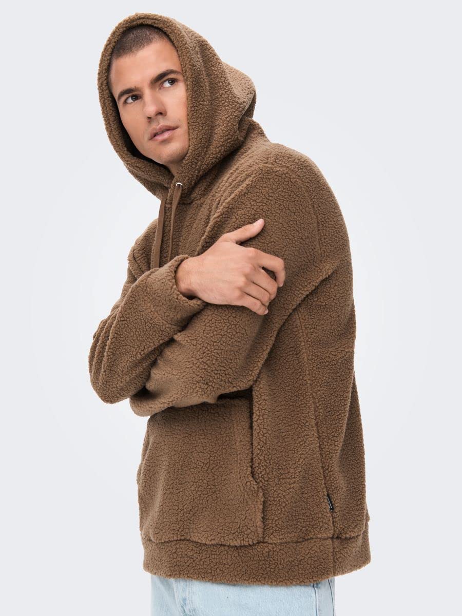 Only & Sons Onsremy Felpa Cappuccio Teddy Uomo Pernice